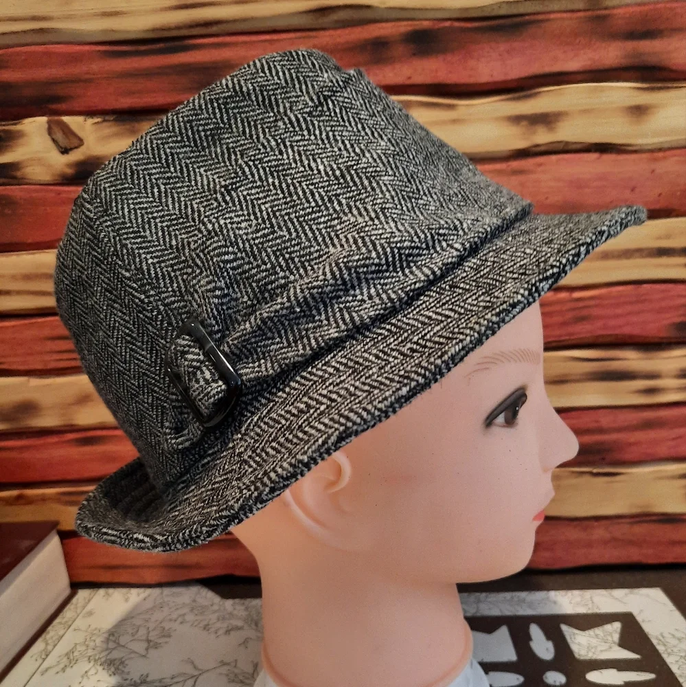 Fedora Hat grey tweed wool blend hat ladies L 9 West